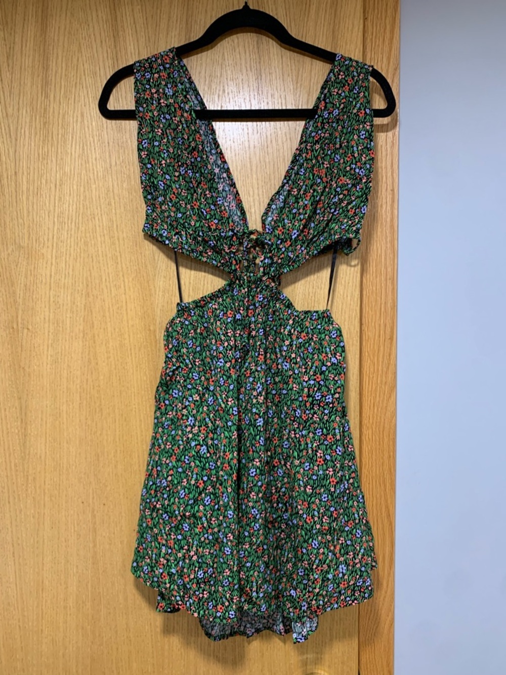 Olivaceous Floral Cut Out Mini Dress - Size Small
